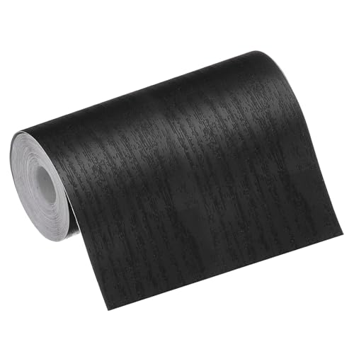 MECCANIXITY Wood Grain Repair Tape, 4 Inch x 16 Feet Self Adhesive Wood Grain Tape Multi-Purpose Wallpaper Border Trim for Furniture Floors Windows Doors Tables Home, Black - color: Black, size: 4 Inch x 16 Feet