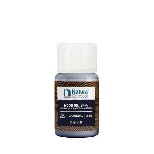 Wood Stain Oil - Sample - 25 ml, Charcoal – Natural Wood Finish for Interior Furniture & Floor - Linseed Wood Oil - Environmentally Friendly - Hard Wax Oil for Color Sampling - color: Charcoal