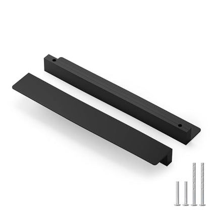 Peaha 10 Pack 10-1/16" Black Cabinet Handles Finger Edge Pulls for Cabinets - color: Black, size: 10-1/16" Hole Center