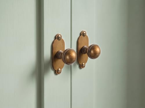 Goo-Ki Cabinet Knobs with Backplate, Antique Brass, 6 Pack - color: Antique Brass, style: Industrial Rivet Style