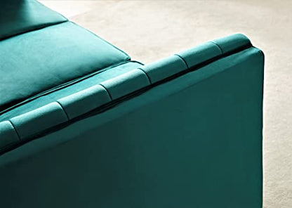 Container Furniture Direct Modern Luxury Velvet Couch for Living Room with High Density Foam, Soft Fabric Upholstery, Removable Cushions and Solid Wood Legs, 60.2'' Wide Loveseat, Green - color: Emerald Green, size: Loveseat