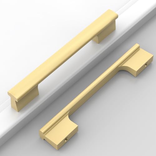 Brushed Gold Cabinet Handles Kitchen Pulls 5 Inch 12 Pack - color: Matte Gold, size: 5 Inch Hole Center