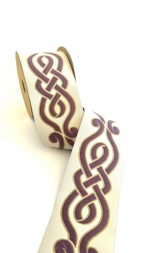 Jacquard Embroidered Trim Tape – Decorative Woven Border for Drapery, Upholstery, Cushions & Home Decor | Ideal for Interior Design, Sewing & Wholesale Projects (V6, 2.7" 3.8 Yards) - color: V6, size: 2.7" 3.8 Yards