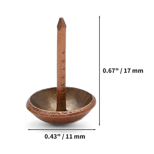 Jiozermi 300 Pcs Upholstery Tacks, Red Bronze, 0.43'' Round Head - color: Red Bronze, size: 0.43" x 0.67" / 11 x 17 mm