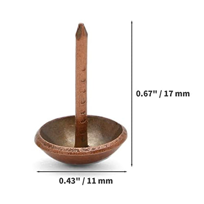 Jiozermi 300 Pcs Upholstery Tacks, Red Bronze, 0.43'' Round Head - color: Red Bronze, size: 0.43" x 0.67" / 11 x 17 mm
