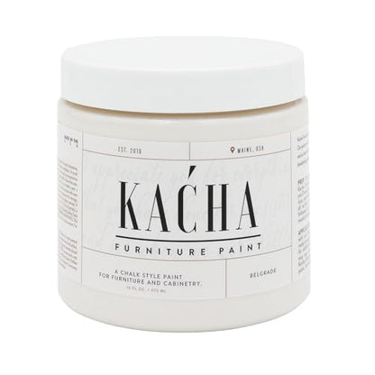 Kacha Furniture Paint | Off White Style Paint for Furniture, Cabinets, and Crafts | Pint -16 oz | Belgrade | Low VOC | Matte | (Topcoat Required) - color: Belgrade Off White, size: 16 Fl Oz (Pack of 1)
