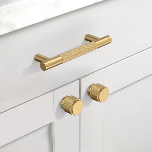 Champagne Bronze Knurled Cabinet Handles Kitchen Pulls 3 Inch 10 Pack - color: Champagne Bronze, size: 3" Hole Center