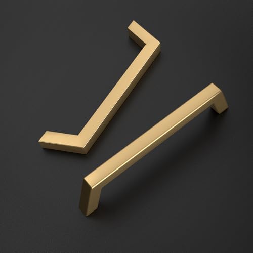Estmoon 30 Pack 5 Inch Cabinet Handles - Champagne Bronze Modern Square Gold Cabinet Pulls Kitchen Drawer Handles for Cabinets and Drawers, 5" Hole Centers(128 mm) - color: Champagne Bronze
