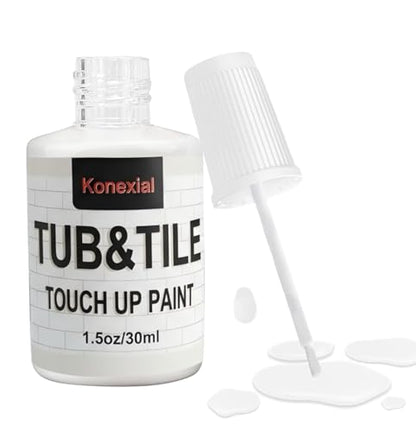 Tub and Tile Paint High-Gloss White Touch Up Paint for Bathtub, Porcelain Repair Scratches Cracks and Spots on Tile, Porcelain Repair Kit for Sinks, Enamel and Toilets, 1.5 Fl Oz