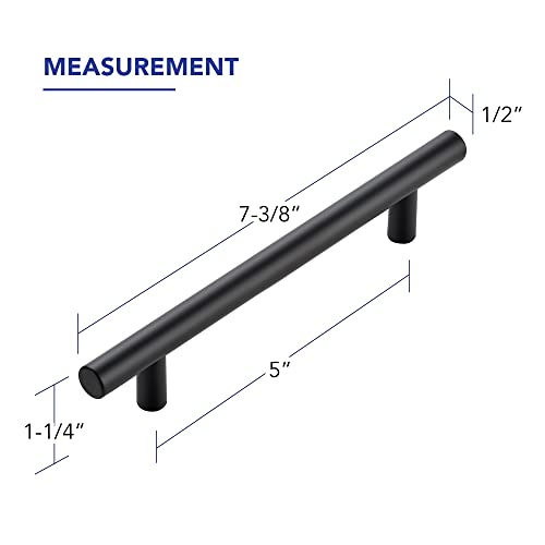 Ravinte Hardware Matte Black Cabinet Handles Drawer Pulls 5 Inch CC 10 Pack - color: Matte Black T-Shaped, size: 5" Hole Center
