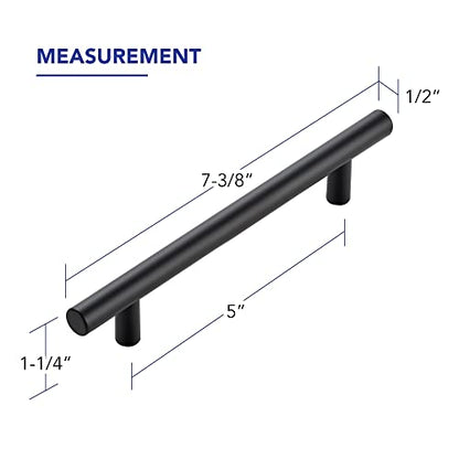 Ravinte Hardware Matte Black Cabinet Handles Drawer Pulls 5 Inch CC 10 Pack - color: Matte Black T-Shaped, size: 5" Hole Center