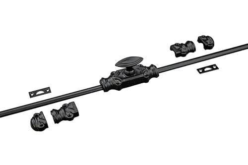 Durable Iron Cremone Bolt 2' – Vintage Black Powder Coat, Customizable Rods, Ideal for Antique Cabinets & Small Doors, Stylish & Reliable Cabinet Lock Hardware