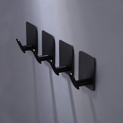 DELITON Black Towel Hooks 6 Pack, Stainless Steel Self Adhesive Wall Hooks - color: Black-A-6