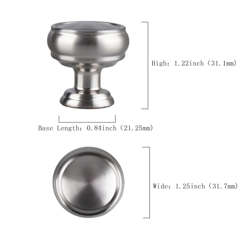 10 Pack Brushed Satin Nickel Cabinet Knobs, 1-1/4 Inch Zinc Alloy Knob - color: Brushed Satin Nickel