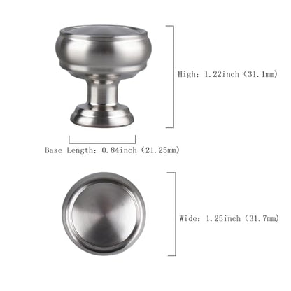 10 Pack Brushed Satin Nickel Cabinet Knobs, 1-1/4 Inch Zinc Alloy Knob - color: Brushed Satin Nickel
