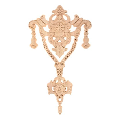 1Pc Wood Carved Onlays Center Wooden Appliques Furniture DIY 9.45"x5.51" - size: 24x14cm/9.45"x5.51"