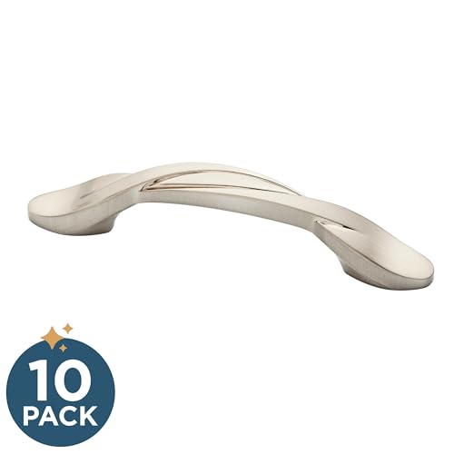 Franklin Brass (10-Pack) – Satin Nickel Cabinet Handles, 3 Inch Hole Center, Classic Pulls for Drawers, Kitchen Cabinet Door, Dressers | Simple Twist - color: Satin Nickel