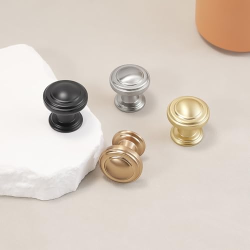 10 Pack Brushed Brass Kitchen Cabinet Knobs - Gold Drawer Handles - color: Brushed Brass, size: Knob