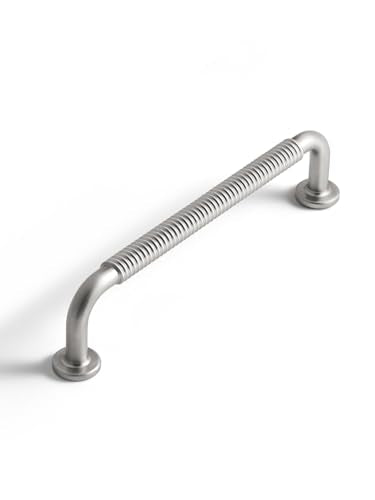 10 Pack Brushed Nickel Cabinet Pulls 5" Hole Center Silver Drawer Handles Kitchen Cupboard Bathroom Dresser Cabinet Hardware Spiral Zinc Alloy - size: 5"(128mm) Hole Center, style: 10 Pack