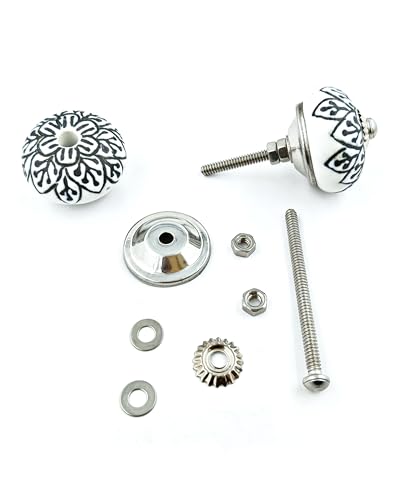Set of 10 Ceramic Cabinet Colorful Knobs for Kitchen, Cabinet, Drawer, Wardrobe (Black & White5) - color: Black & White5