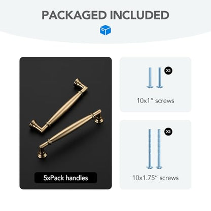 HOME EDIT Champagne Bronze Cabinet Handles 5 Inch Pulls 5 Pack - color: Champagne Bronze, size: 5 inches Hole Center