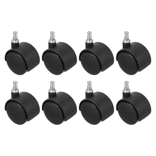 PATIKIL Office Chair Wheels Replacement 1.5", 8 Pcs Nylon Heavy Duty Office Furniture Casters Wheels with Universal Wheel for Hardwood Floor Carpet, Black(Grip Neck Stem) - size: 1.5"