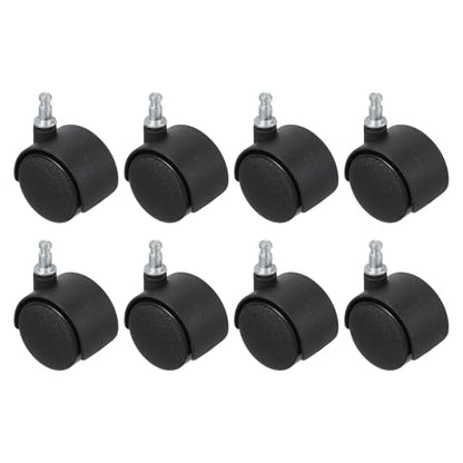 PATIKIL Office Chair Wheels Replacement 1.5", 8 Pcs Nylon Heavy Duty Office Furniture Casters Wheels with Universal Wheel for Hardwood Floor Carpet, Black(Grip Neck Stem) - size: 1.5"