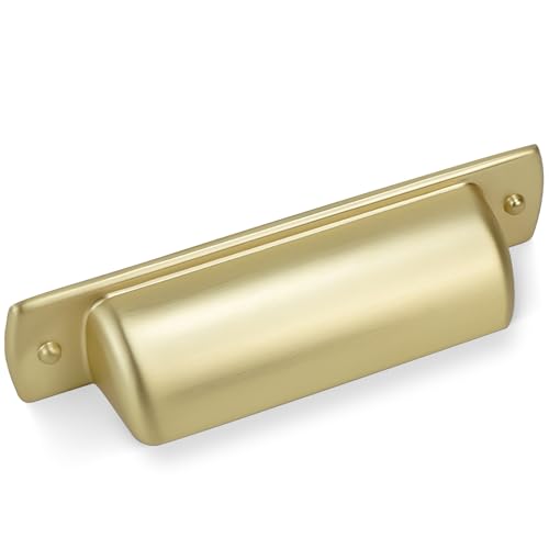 10 Pack 2.5 inch(64mm) Brushed Brass Kitchen Cabinet Handles Cabinet Cup Pulls Gold Drawer Cup Pulls Kitchen Cabinet Hardware - color: Brushed Brass, size: 2.5" Hole Center（64mm）