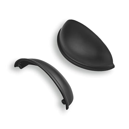 10 Pack 2-1/2" Drawer Pulls Matte Black Cabinet Cup Pulls Kitchen Hardware Cabinet Handles Drawer Handles Knobs 2-1/2 inch (64mm) Center to Center - color: Matte Black, size: 2-1/2 inch Hole Center, style: 10 Pack