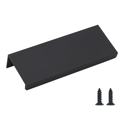 50 Pack Black Kitchen Cabinet Handles, Modern Finger Pulls - color: Black-50Pack, size: 3.15in(80mm) Overall Length