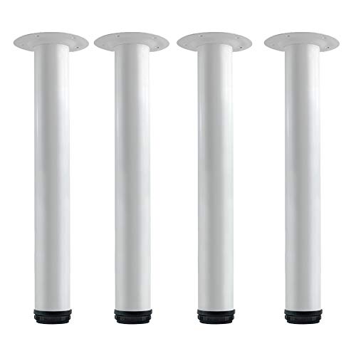 QLLY 16 Inch Adjustable Metal Coffee Table Legs, Heavy Duty Round Furniture Legs with 1” Leveling Feet for Ottoman, Bench, End Table and Sofa Replacement, Set of 4 (White) - color: White, size: 16 inch