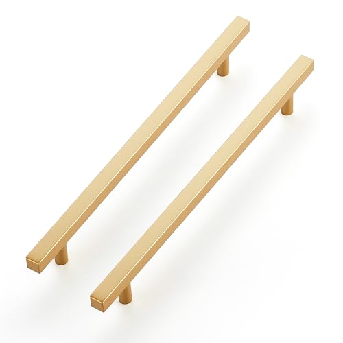 Ravinte Champagne Gold Handles Square Cabinet Hardware 8-3/4 Inch 10 Pack - size: 8-3/4" Hole Center