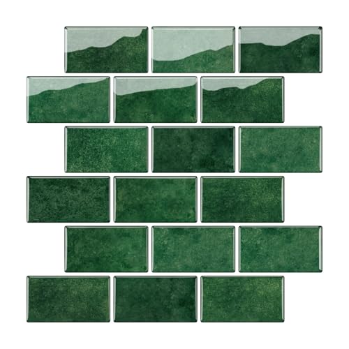 10 Sheets Thicker Design Peel and Stick Backsplash for Kitchen and Bathroom, 12"x12", Green - color: Green