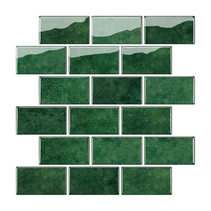10 Sheets Thicker Design Peel and Stick Backsplash for Kitchen and Bathroom, 12"x12", Green - color: Green