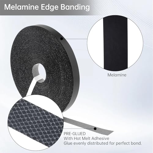 Melamine Edge Banding 3/4in*164ft 1.9cm*50M Black Hot Melt Shelf Adhesive - size: 3/4 inch * 164 ft (1.9 cm * 50M)