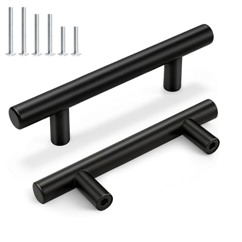 Gobrico 10 Pack 3 Inch (76mm) Hole Center Cabinet Pulls, Black Kitchen Cabinet Handles, Euro Style Drawer Pulls, Stainless Steel Cabinet Handles, 5'' Overall Length - color: Black, size: 3 Inch Hole Center