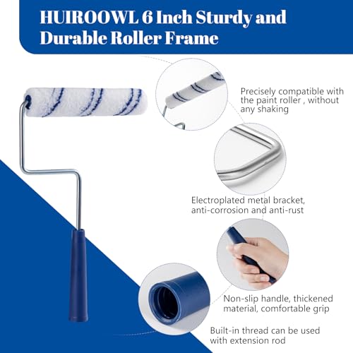 10Pcs 6 Inch Paint Rollers, Microfiber Covers with Roller Frame - size: 6 Inch Paint Roller Kit, 10 Pack