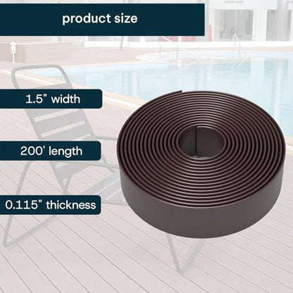 KOMORAX 200ft Long 1.5" Wide Vinyl Chair Strapping. Repair & Replacement Matte Finish.for Patio Outdoor Lawn Garden Durable Attractive (Dark Brown) - color: Dark Brown