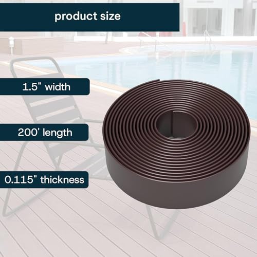 KOMORAX 200ft Long 1.5" Wide Vinyl Chair Strapping. Repair & Replacement Matte Finish.for Patio Outdoor Lawn Garden Durable Attractive (Dark Brown) - color: Dark Brown