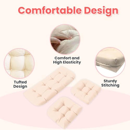Wicker Chair Cushions 3 Piece Set, Waterproof Outdoor Cushion for Patio Furniture, Loveseat and U-Shaped Wicker Furniture Cushions, Khaki - color: Khaki