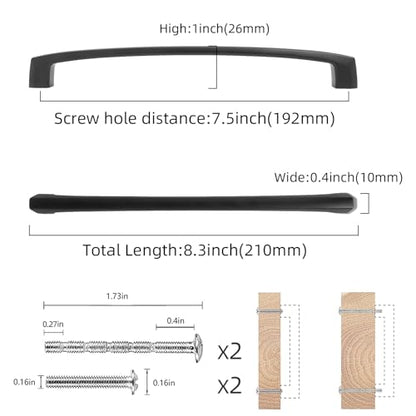 COTYKILEY 10 Pack 7.5 Inch(192mm) Matte Black Kitchen Cabinet Handles Cabinet Pulls Cabinet Door Handles Kitchen Cabinet Hardware Cupboard Drawer Pulls Dresser Handles - color: Matte Black, size: 7.5" Hole Center（192MM）