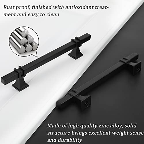 25 Pack 6-1/4 Inch Black Cabinet Handles Matte Black Cabinet Pulls - color: Black, size: 6-1/4 inch (160mm) Hole Center Pull