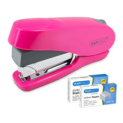 Rapesco 1468 Luna Less Effort Stapler, 50 Sheet Capacity, Hot Pink - style: Compact, Ergonomic