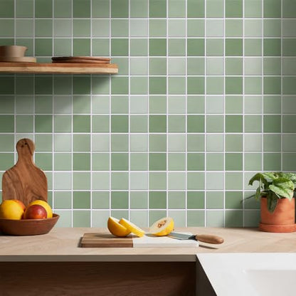 Commomy Matte 3D Peel and Stick Backsplash,Sage Green,10 Pcs 11.8"x11.8" - color: Gradient Sage Green