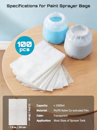 100PCS Paint Sprayer Bags 7.8"x11.8" - color: Transparent