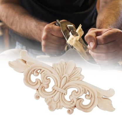 2Pcs Wood Carved Applique Decals – Unpainted Floral Onlay Ornament for Door, Furniture & Cabinets, DIY Project, Doors and Windows(Large) - size: Large