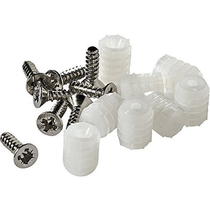 Door Hinge Repair Kit - Door Mount Cabinet Hinge Screw Hole Repair Parts - Easy-to-Use Unfinished Dowel Kit w/Screws & Plastic Dowels - Secure Cabinet Door Hardware to Replace Missing Screws & More