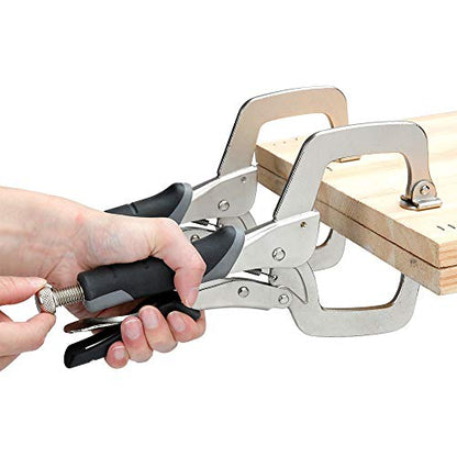 Amazon Basics Adjustable Metal Face Clamps for Woodworking, Welding, or Repairs, 3-inch Jaw Reach, Black/Silver, 2 Count (Pack of 6) - size: 11-Inch (Pack of 6)