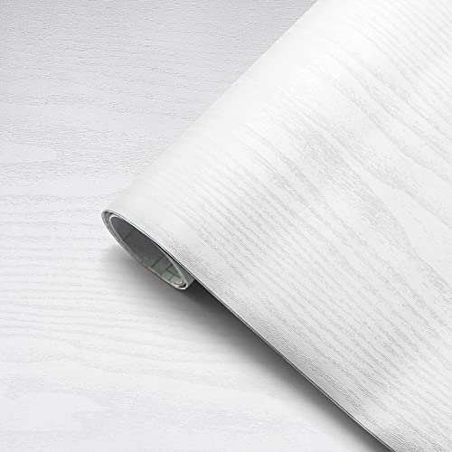 Seonta Wood Peel & Stick Wallpaper - 16"x198" White Wood Grain Contact Paper, Self-Adhesive Wallpaper for Furniture, Cabinet, Countertop, Shelf - color: White, size: 16" x 198"