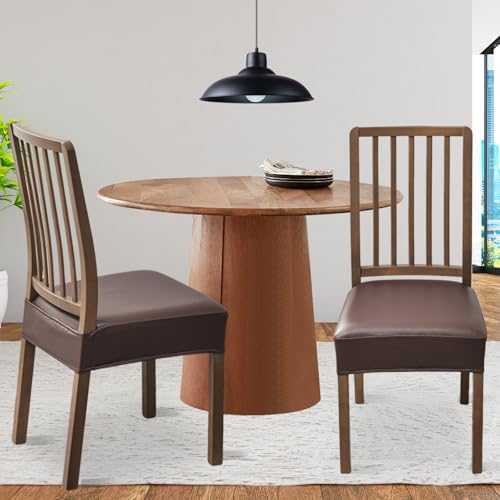 FUANGUI Dining Chair Covers Set of 2, Kitchen Chair Seat Covers - color: Pu-coffce